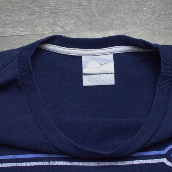VTG Nike Tee - Double Stripe Mens XL - Blue - Silver Tag - Picture 4 of 5